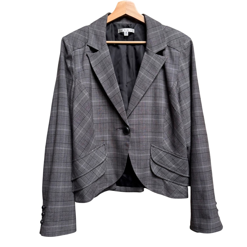 Cabi Women Plaid Blazer‎ 16 Office Career Quiet Luxury Old Money Minimalist